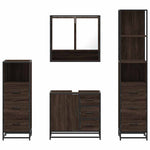 ZNTS 4 Piece Bathroom Furniture Set Brown Oak Engineered Wood 3301289