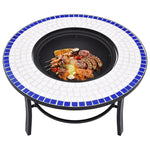 Mosaic Fire Pit Blue and White 68cm Ceramic 46720