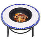 Mosaic Fire Pit Blue and White 68cm Ceramic 46720