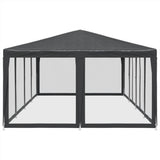 Party Tent with 12 Mesh Sidewalls Anthracite 8x4 m HDPE 4010074