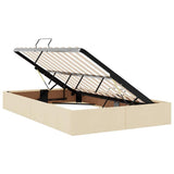 Storage Bed with Mattress Creme 120 x 200 cm Fabric 3370008