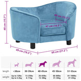 Dog Sofa Turquoise 69x49x40 cm Plush 171026