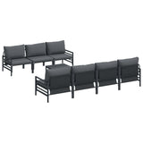 Garden Sofa Set with Cushion 8 pcs Black Steel 3378957