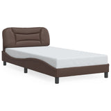Bed Frame with LED without Mattress "Hvar" Brown 100x200 cm 3213915