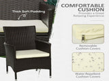 2 Pieces Outdoor PE Rattan Dining Chairs Set with Cushion, Garden Armchair with Armrests, High T3398P320070
