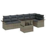 Garden Sofa Set with Cushion 7 pcs Grey Poly rattan 3348295