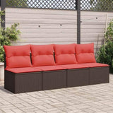 Garden Sofa with Cushion Brown 220 x 62 x 69 cm Poly Rattan 366228