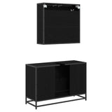 Bathroom Furniture Set 2 pcs Black Oak Engineered Wood 3402359