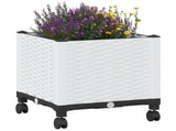 Garden Planter with Wheels White 40 x 40 x 48 cm PP 3422913