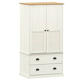 Wardrobe VIGO White 90x55x170 cm Solid Wood Pine 353164