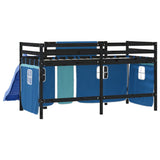 Kids' Loft Bed with Curtains without Mattress Blue 80x200 cm 3207016