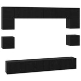 TV Cabinet Set 8 pcs Black Oak Engineered Wood 3393322