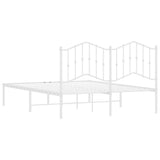 Metal Bed Frame without Mattress with Headboard White 150x200cm 373840