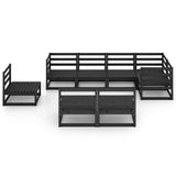 8 Piece Garden Lounge Set Black Solid Pinewood 3075628