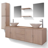 11 Piece Bathroom Furniture Set with Basin with Tap Beige 273688