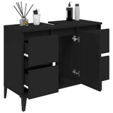 Sink Cabinet Black 80x33x60 cm Engineered Wood 821277