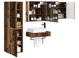 Bathroom Furniture Set 5 pcs Old Wood Engineered Wood and Glass 3407285