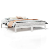 Bed Frame without Mattress White 180x200 cm Super King Solid Wood Pine 859224