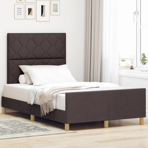 ZNTS Bed Frame in Dark Brown, 120x200 cm, Fabric 3344798