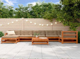 Garden Lounge Set 8 pcs Wax Brown Pine Solid Pine Wood 3418120