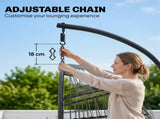 Hanging Egg Chair, Indoor Outdoor Hammock Swing Chair with Stand, Safety Strap, Foldable Basket, T3398P553402