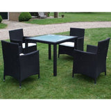 5 Piece Outdoor Dining Set with Cushions Poly Rattan Black 43130