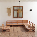 9 Piece Garden Lounge Set Honey Brown Solid Pinewood 3075857