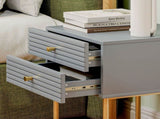 Set of Two Elegant Bedside Tables - Grey/Gold-Tone T3398P330483