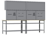 Work Bench Set 8 pcs Black and Grey Powder-Coated Steel 3321500