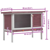 170829 Outdoor Rabbit Hutch 1 Layer Brown Wood