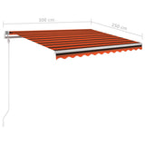 Manual Retractable Awning with LED 3x2.5 m Orange and Brown 3069905