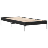 ZNTS Bed Frame Black 100x200 cm Engineered Wood and Metal 845026