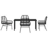Garden Dining Set 5 pcs Black Poly Rattan 3380858