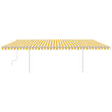Manual Retractable Awning with Posts 6x3.5 m Yellow and White 3070078
