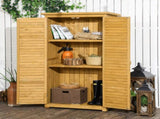 Wooden Garden Storage Shed, Compact Utility Sentry Unit, 3-Tier Shelves Tool Cabinet Organizer with T3398P318685
