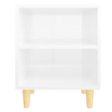 Bed Cabinets Solid Wood Legs 2 pcs High Gloss White 40x30x50 cm 805792