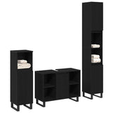 Bathroom Furniture Set with Storage 3 pcs Black Engineered wood 3378512