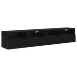 TV Wall Cabinets Wall-mounted 2 pcs Black Oak 80 x 30 x 30 cm 882933