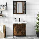 2 Piece Bathroom Furniture Set Smoked Oak Engineered Wood 3214722