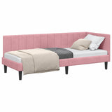 Corner Bed Frame with Headboard Pink 80 x 200 cm Velvet 42016331