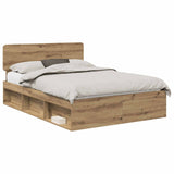Bed Frame Artisian Oak 140 x 200 cm Solid Pine Wood 3412077