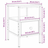 Bedside Cabinet 2 pcs Black Oak 34 x 36 x 50 cm Engineered Wood 862924