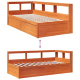 Bookcase Bed without Mattress Wax Brown 75x190cm Solid Wood Pine 3324486