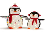 2-Piece Lighted Plush Penguins Christmas Yard Decorations, Set of 2 Pre-lit Pull Up Penguins with 67152171