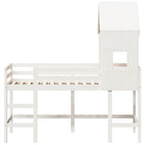 ZNTS Loft Bed with Ladder and Roof without Mattress White 80x200 cm 3282029