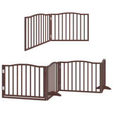 Dog Gate with Door Foldable 12 Panels Brown 960 cm Poplar Wood 3155636
