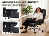 Executive Office Chair, Reclining Desk Chair with Footrest, Adjustable Armrests, Pet Friendly Faux T3398P550247