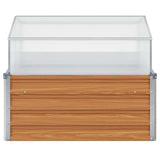 Garden Planter with Greenhouse Light Brown 100 x 100 x 77 cm 42017372