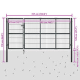 Garden Gate with Posts Steel 350x120 cm Anthracite 144400