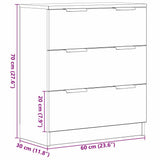 Sideboard with Drawer Black Oak 60 x 30 x 70 cm Engineered Wood 862087